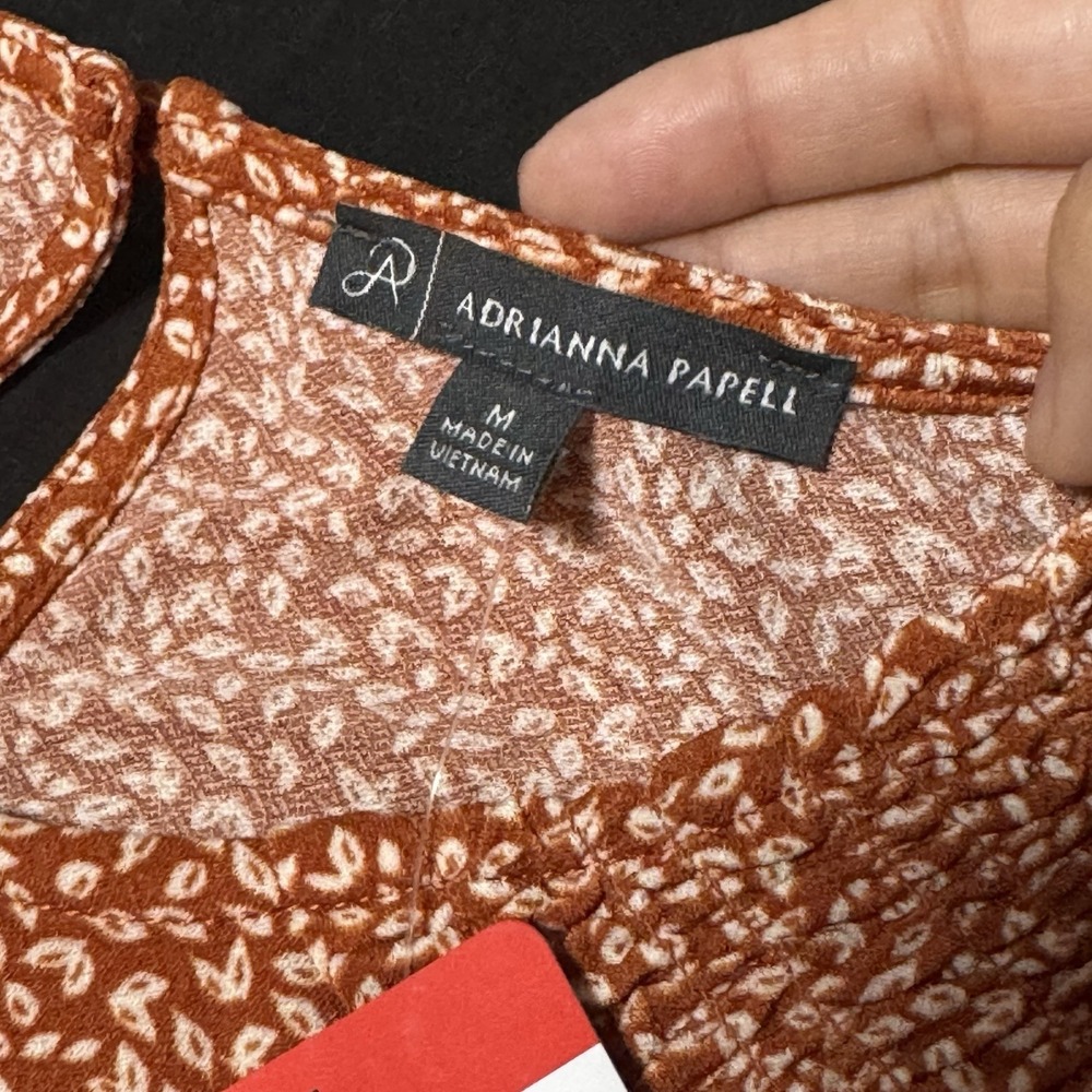 Adrianna Papell Womens Blouse 3/4 Sleeve Orange White Size M Top NWT - Picture 5 of 5